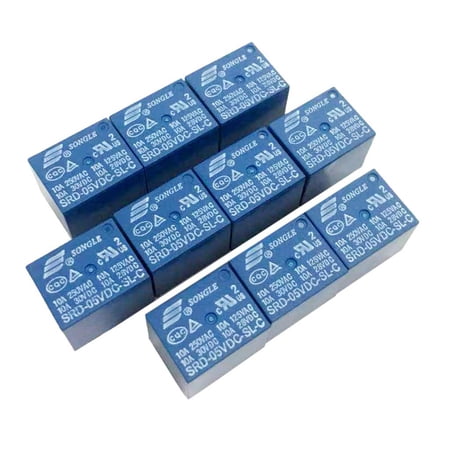 10pcs/set 5V DC Household Appliance 5 Pin PCB Relay SRD-05VDC-C