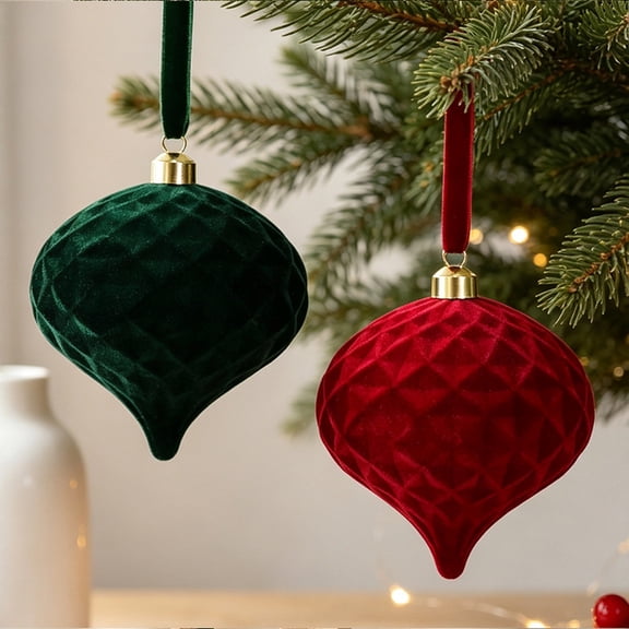 Flocked Christmas Ball Ornament Soft Textured Hanging Decoration For Tree Holiday Home Display Cozy Velvet Like Finish For Traditional Modern Designs , 1pcs, Green