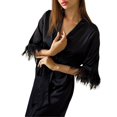 thumbnail image 2 of Elainilye Fashion Women's Robes Homewear Pajamas Feather Long Sleeve Nightgowns Nightdress Sleepwear Pajama,Black, 2 of 4