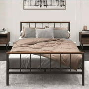 Black Metal Platform Bed frame with Headboard and Footboard,Sturdy Metal Frame,No Box Spring Needed,Queen