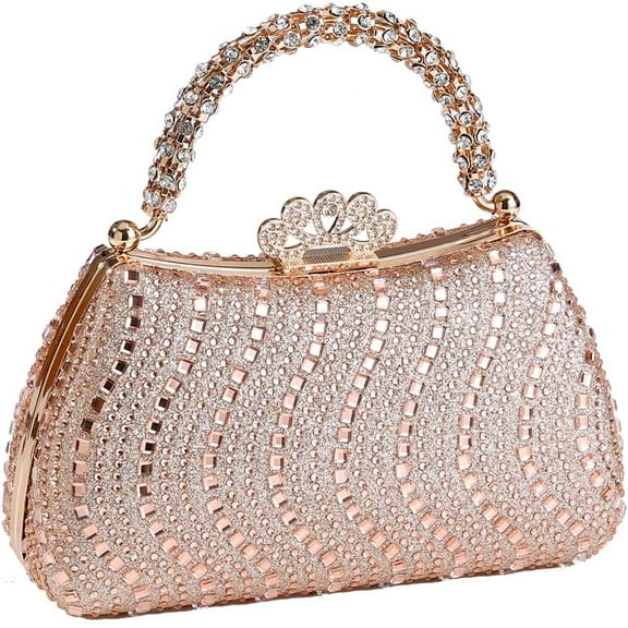 Womens Shiny Tote Evening Bag Fashion Rhinestone Decrated Handbag