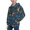 thumbnail image 2 of Fotbe German Shepherd Dog Pattern Youth Pullover Hooded Sweatshirt, Boys Hoodie, Kangaroo Pocket Hoodie for Kids Girls -Large, 2 of 6
