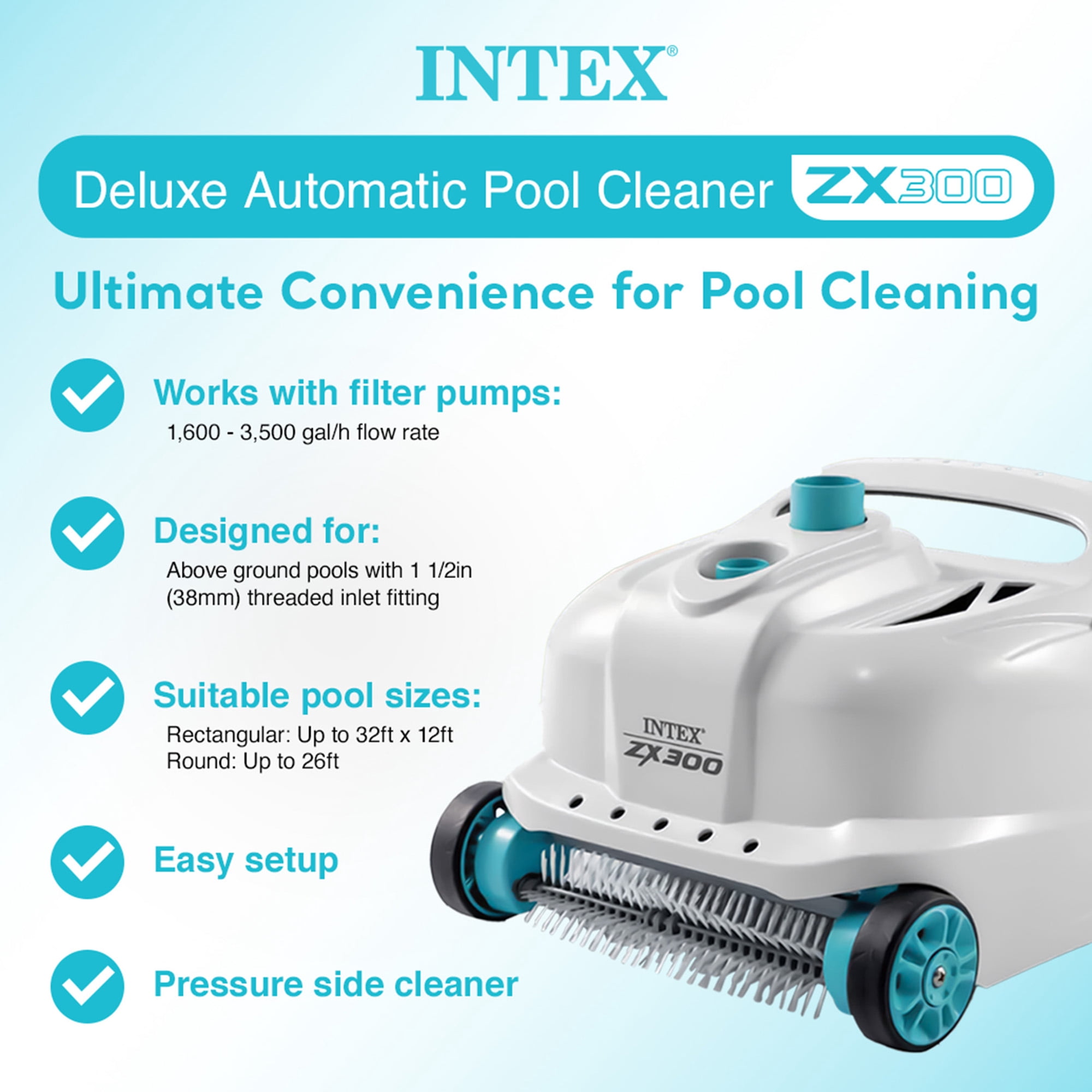 INTEX 24ft x 12ft x 52in Ultra XTR Above Ground Pool, Automatic Vacuum Cleaner, & Maintenance Kit