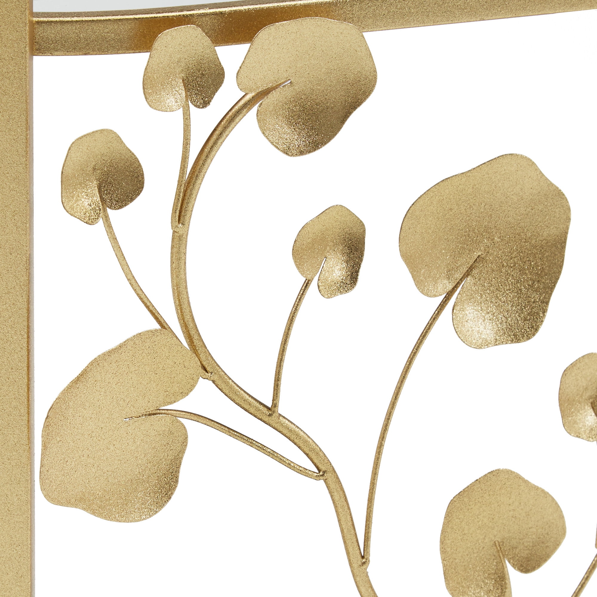 Weston Home Greenpoint Gold Finish Foliage Bar Cart with Mirror Top and Bottom