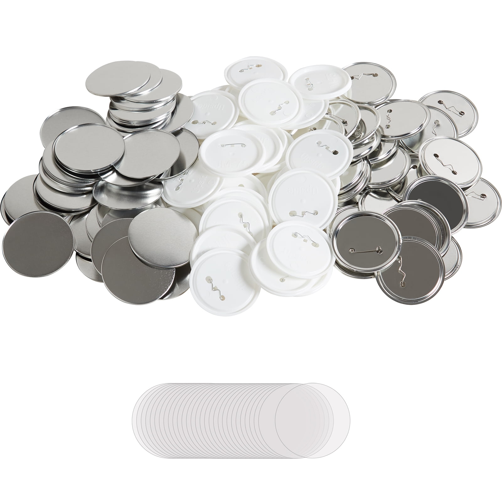 IRONWALLS 75mm Button Supplies, 100 Sets of 3 Inch Button Making Supplies  Metal Button Parts for Button Maker Machine, Round Badge Blank Button Pins