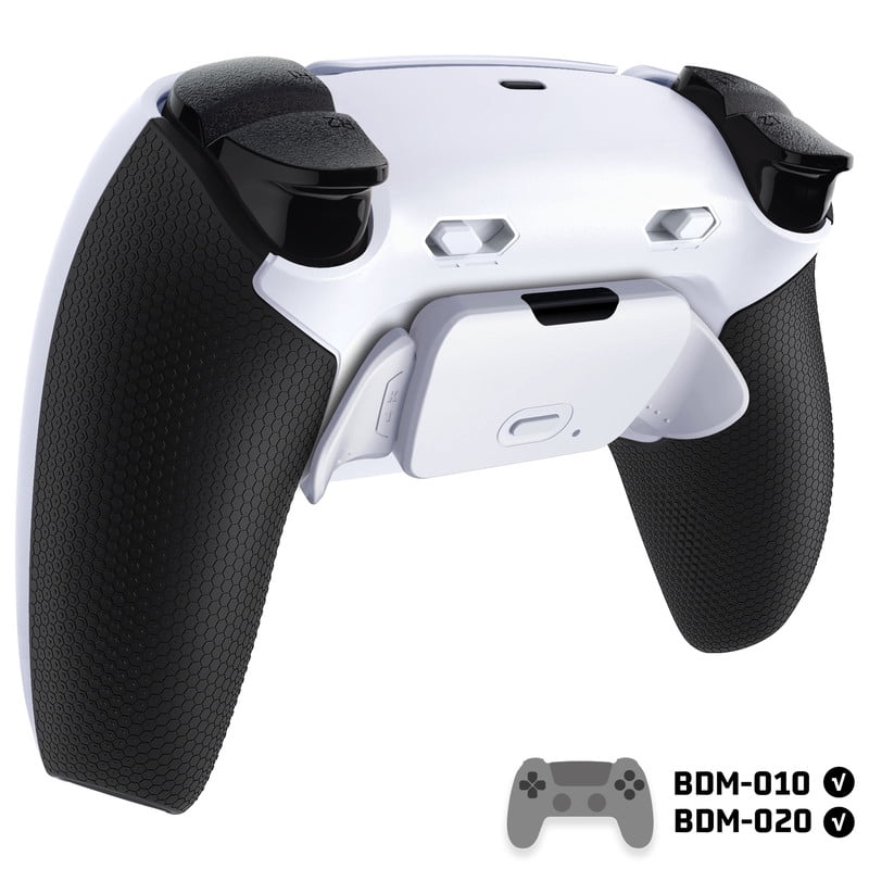eXtremeRate RISE Plus MAX Back Paddles Kit with Clicky Trigger Stops & Rubberized Grip , White Remappable Back Buttons Kit for PS5 Controller BDM-010/020- White Black -NO Controller