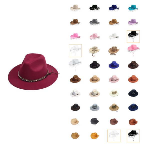 Western Cowboy Hat for Men Women Red Cowboy Country Unisex Halloween Classic Roll Up Fedora Hat