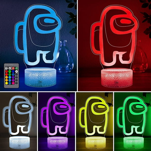 Among Us Night Light for Kids, 3D LED Illusion Lamp with 16 Colors Changing,  USB Powered Nightlight with Remote Control, Bedside Night Lights for Boys  Girls Gifts Bedroom Decor 