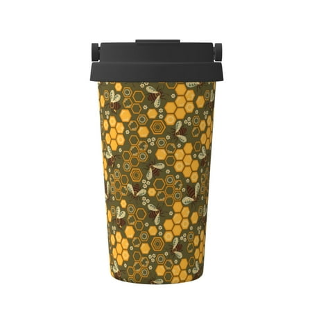 

Junzan Bees and Honeycombs for Stainless Steel Vacuum Insulated Tumbler - Reusable Insulated Cold Brew Iced Coffee Cup Thermos -Gifts for Women Men Him Her