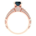 thumbnail image 4 of Clara Pucci 14K Rose Gold Round Cut 1.5Ct Natural London Blue Topaz Engagement Ring + Matching Band - Luxury Box Included, 4 of 7