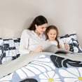 thumbnail image 4 of Homewish Vintage Daisy Floral Twin Comforter Sets,Boho Geometric Art Bedding Set,White Blue,Light Gray Reversible,2pcs,1 Comforter and 1 Pillowcase, 4 of 7