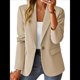 thumbnail image 1 of Blazer Informal de Otoño para Mujer, Ligero, con Forro Completo, Cuello de Solapa con Botones, Ajustado, Moderno y con Bolsillo Albaricoque XXL, 1 of 9