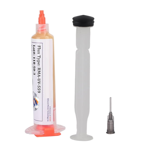 Polvo de escala de pasta de estaño para herramienta de reparación RMA‑UV‑559 Fundente de grasa para soldar sin limpieza de 10 CC con aguja para PCB/SMD/PGA/para herramientas de retrabajo BGA