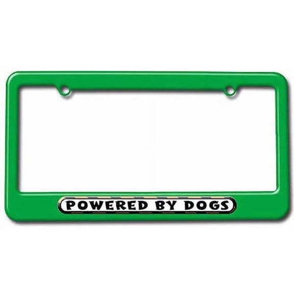 Powered By Dogs License Plate Tag Frame, Multiple Colors