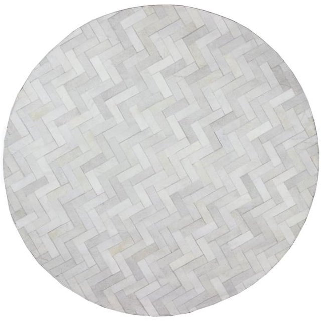 Bashian H112-CRE-8 RND-RH12 Collection Santa Fe Tapis Rond Contemporain en Cuir Cousu Main, Crème - 8 Pieds