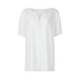 thumbnail image 5 of Tops For Women Trendy Sevevn Women's V-Neck Button Solid Color Short Sleeve T-Shirt Loose Top, 5 of 6