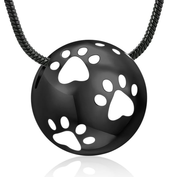 Paw Print Urn Necklace for Ashes Cremation Necklace for Pet Ashes Stainless Steel Ash Necklace