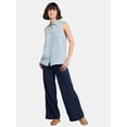 thumbnail image 2 of Time and Tru Women's Sleeveless Button Down Shirt, Sizes XS-XXXL, 2 of 5