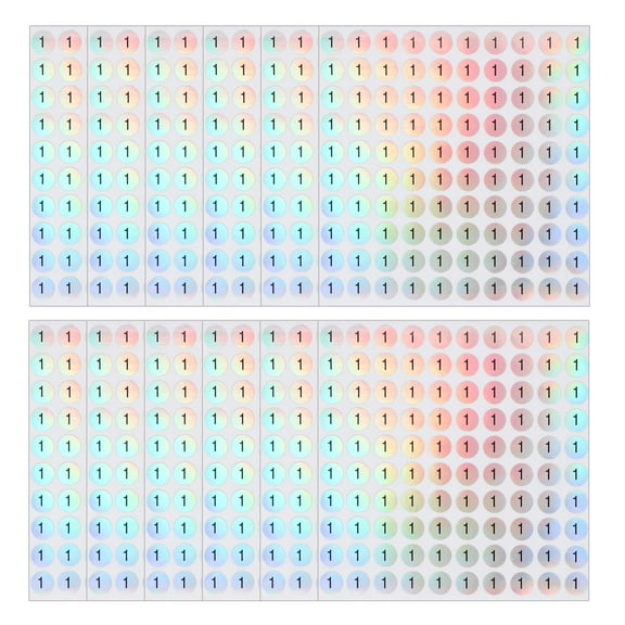 Uxcell Reflective Round Small Number Stickers, Self Adhesive Laser Consecutive Numbered Stickers Numbers 1