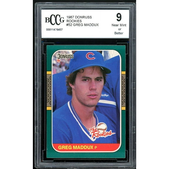 1987 Donruss The Rookies #52 Greg Maddux Rookie Card BGS BCCG 9 Near Mint 