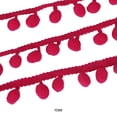 thumbnail image 4 of Ruiboury With Stylish Ribbon Trim Multiple Colors Available Polyester 5 Yards Pom Trim Ball Fringe Ribbon Rose Red, 4 of 6