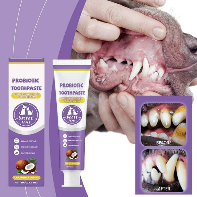 BKER Pet Care Probiotic Toothpaste Natural Breath Control Ideal For Dogs Cats Enhances Oral Health Long