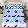 thumbnail image 2 of jejeloiu Cartoon Ghost Cat Full Size Sheets,Halloween Spooky Bats Bed Sheets,Pink Purple Blue Ombre Sheet Sets For Girls,Breathable Bedroom Decoration,4-Piece, 2 of 7