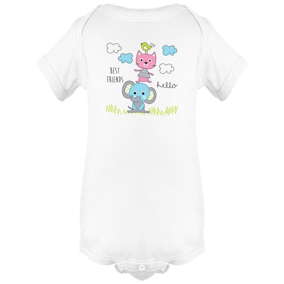 Best Friends Hello Animals Bodysuit Infant -Image by Shutterstock, 6 Months