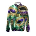 thumbnail image 3 of FAVIPT Mardi Gras Outfits for Men Long Sleeve Lapel Button Down Shirts Funky Mardi Gras Masks Printed Casual Festivel Parade Shirts 2025 Multicolor,XXL, 3 of 4