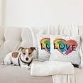 thumbnail image 4 of Ambesonne Rainbow Throw Pillow Cover 2 Pack, Brush Painted Heart LGBT, 16", Multicolor, 4 of 7