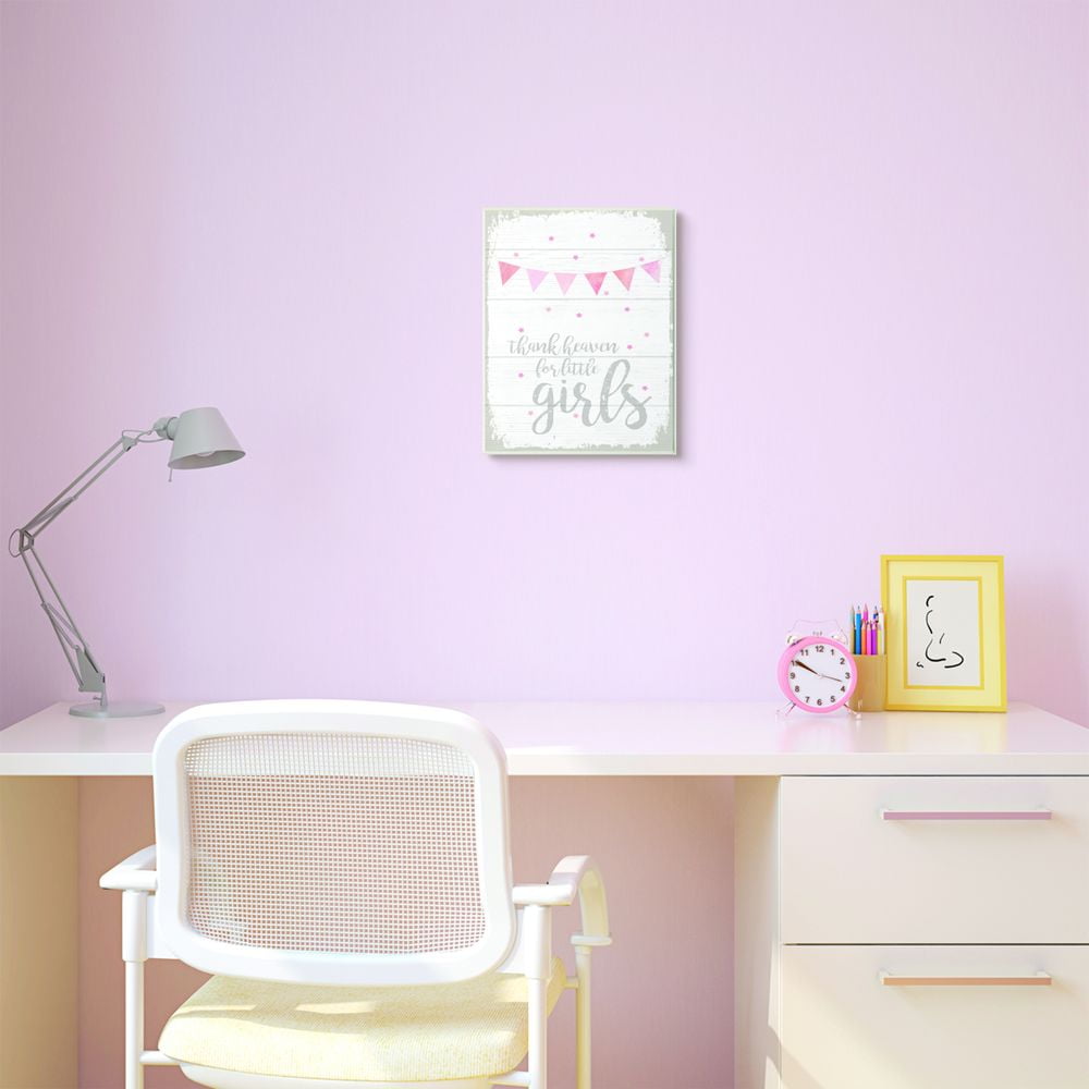 The Kids Room by Stupell Thank Heaven Girls Pink Kids Word Design Wall Plaque by Daphne Polselli