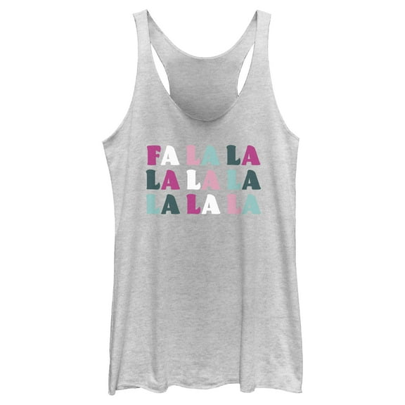 Women's Lost Gods Fa La La Stack  Racerback Tank Top White Heather X Large
