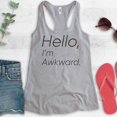 thumbnail image 2 of Hello I'm Awkward Tank Top, Ladies Racerback Tank Top, Awkward Girl Tank, Introvert Tank, Heather Gray, XX-Large, 2 of 3