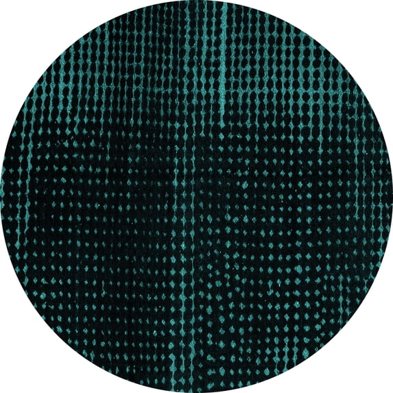 Ahgly Company Machine Washable Indoor Round Abstract Turquoise Blue Modern Area Rugs, 4' Round