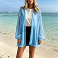 thumbnail image 4 of Karymi Summer Tops for Women 2026 Sheer Chiffon Cardigan, Oversized Lantern Long Sleeve Lightweight Beach Bikini Cover Up Open Front Top Going Out Tops for Women, 4 of 6