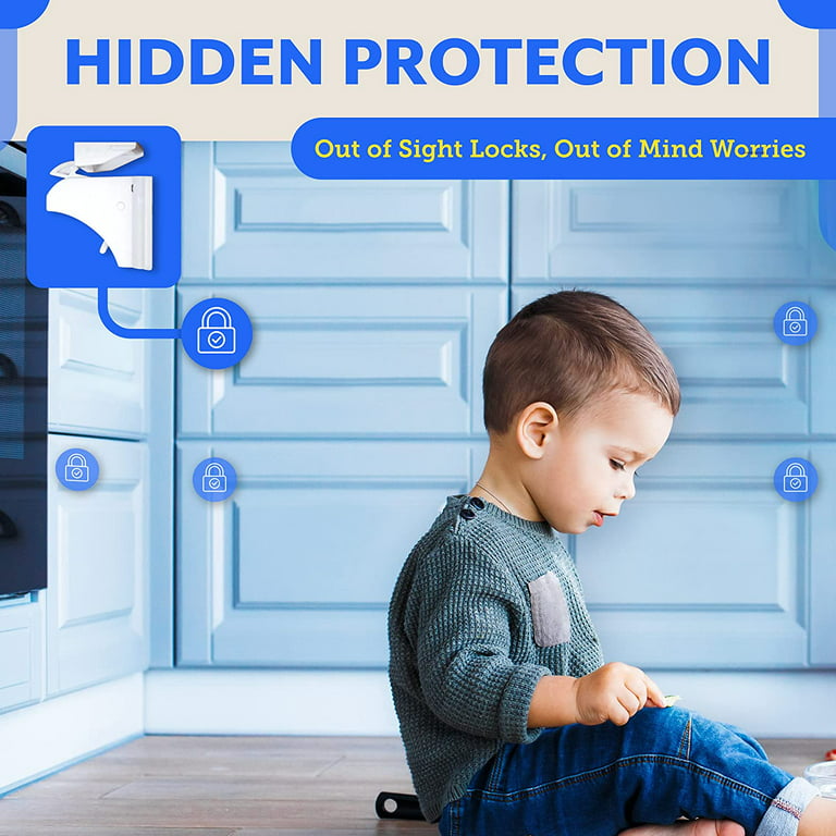 Cabinet Locks for Babies - 20-Pack Magnetic Baby Proof Safety Latches﻿, 3  Keys - Magnetic Child Proof Cupboard Drawers, Doors - Easy Installation No  Drilling or Tools Required 