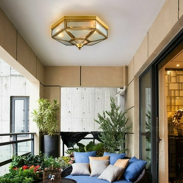 4 Lights Vintage Brass Ceiling Lighting 45 x 15CM Flush Mount Ceiling Light Fixture for Bedroom Kitchen