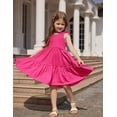 thumbnail image 4 of Arshiner Dresses for Girls Toddler Elastic Waist Loose Dress Summer Tiered Flowy Midi Dress Toddler Girl Dress, 4 of 6