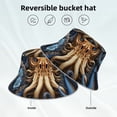 thumbnail image 3 of Reflective Bucket Hat Sun Hats Outdoor Travel Beach Packable Cap , Octopus Kraken Monster Art Vintage, 3 of 5
