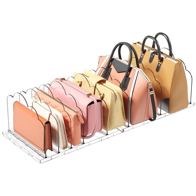 Lifewit Organizador de Armario Transparente Ajustable, Separador Plástico para Bolsos, Estante Extensible, Divisor de Estantería, Soporte Almacenamiento Dormitorio Armario, Pack