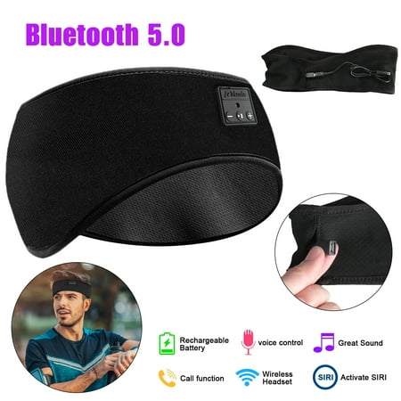 TSV Sports Headband Sleeping Headphones, 5.0 Wireless Bluetooth Headphones Music Travel Sleeping Headset Handsfree Sleep Eye Shades Built-in Speakers Microphone for Working Out Skating Snowboarding
