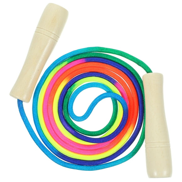 1 Pcs Corde à Sauter Multicolore en Bois et Coton pour Hommes, Ajustable et Lestée pour l'Entraînement