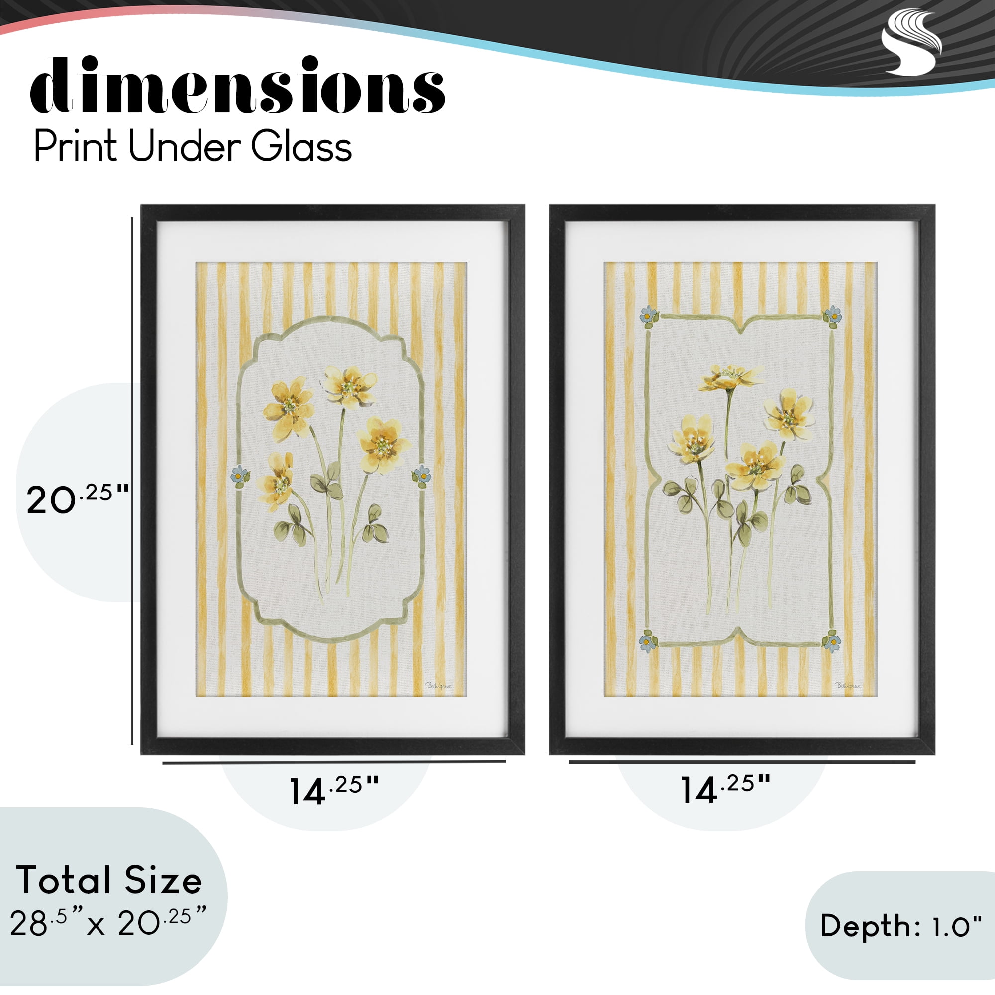 Stupell Industries Sweet Honey Blooms 2 Piece Black Framed Print Under Glass Set, design by Beth Grove