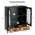 thumbnail image 4 of Costway Kitchen Storage Cabinet Freestanding Buffet Sideboard w/ 2 Glass Doors & Drawers, 4 of 10