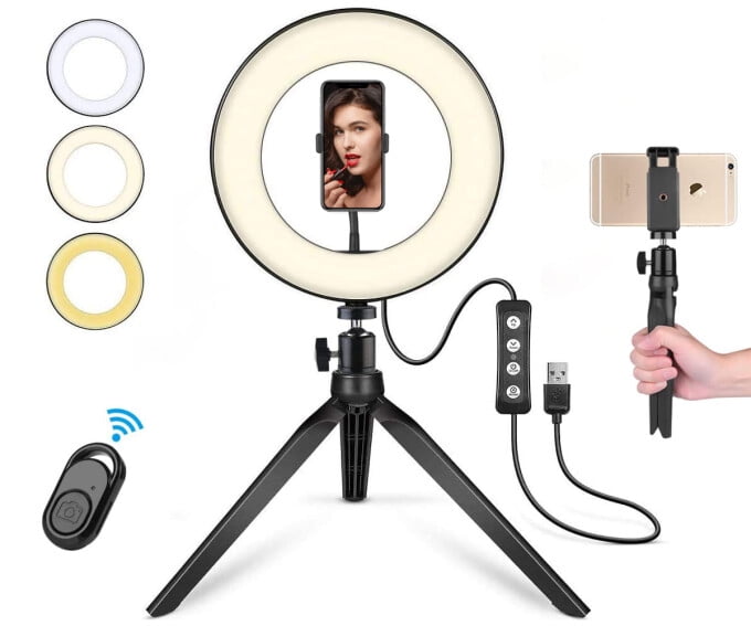 Dimmable LED Ring Light Kit Photography Selfie Light Photo Camera Youtube Live 