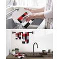 thumbnail image 5 of Red Black Grey Geometric Hand Towels Set, Waffle Weave Kitchen Towels 4 Pieces, Modern Abstract Art Luxury Microfiber Hair Face Bath Tea Towel Absorbent Quick Drying Cleaning Dish Cloths 15.7"x23.6", 5 of 7