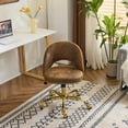 thumbnail image 3 of Ktaxon Office Desk Chair Adjustable Bronzing Cloth Fabric Computer Task Chair Small Rolling Vanity Stool with Wheels for Study Make-up Dressing Room Brown, 3 of 10
