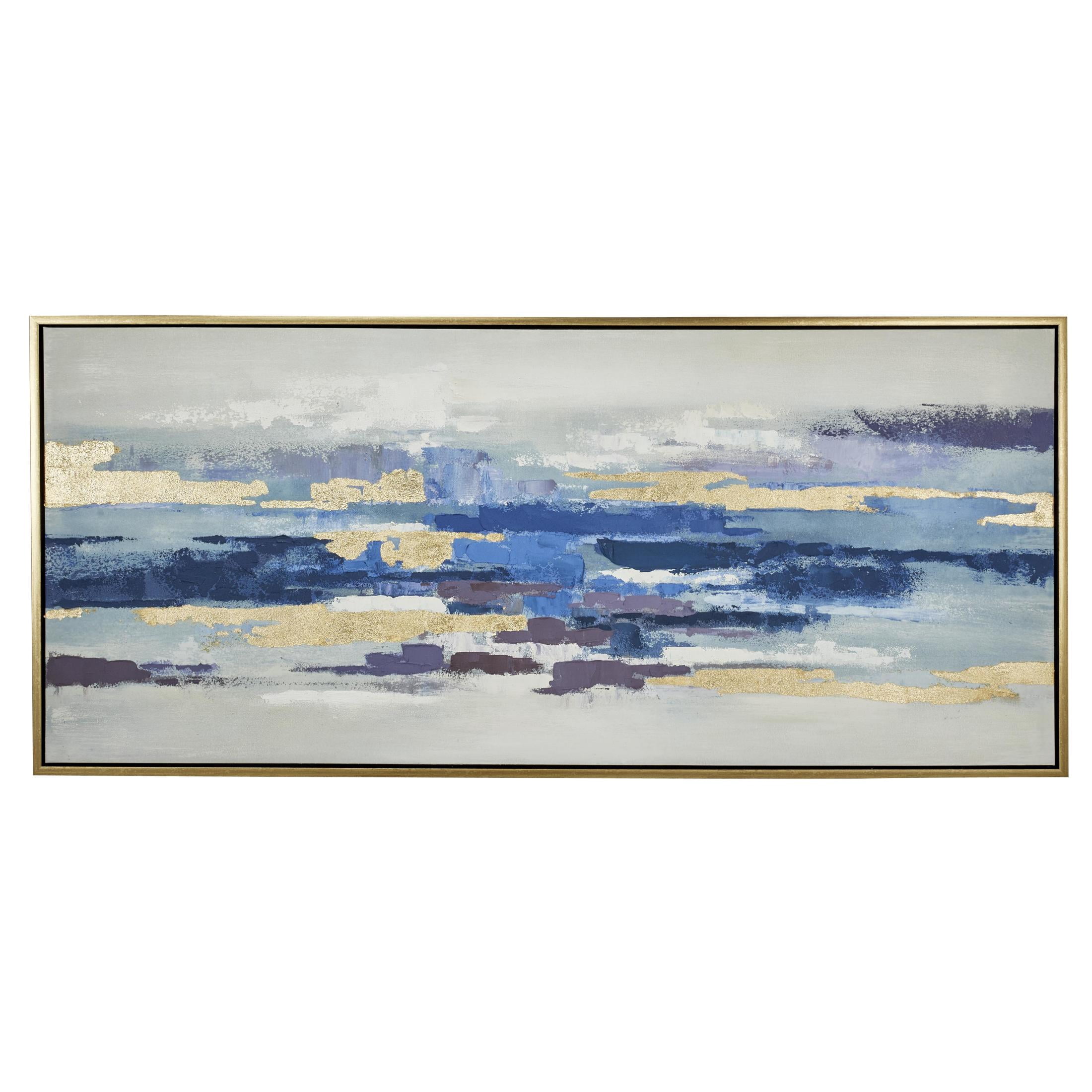 Free Shipping! DecMode 71 x 32 Abstract Blue Canvas Wall Art with