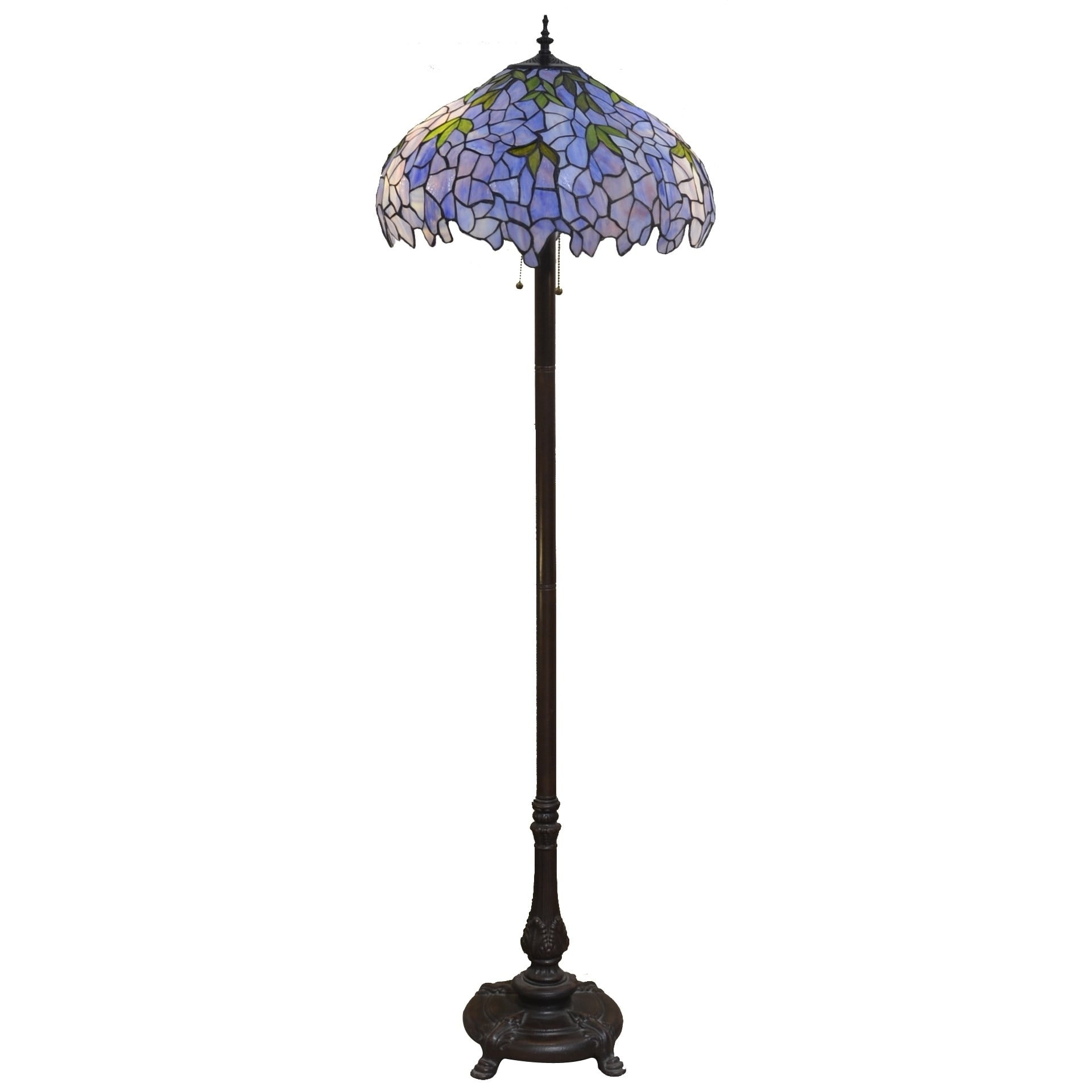 Warehouse of Tiffany Indigo 2-Light Tiffany-style Floor Lamp with Glass Glass Blue Patterned Shade