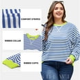 thumbnail image 3 of SHEWIN Plus Sweatshirts Stripe Pullover Crewneck Blouse Loose Fit Plus Size Sweatshirts for Women 3X, 3 of 8